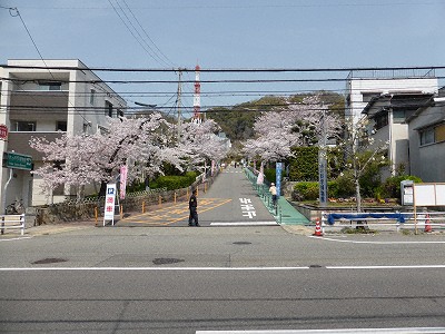 神戸市水の科学博物館入口と市道山麓線