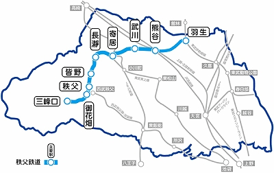 秩父路遊々フリーきっぷ利用路線図