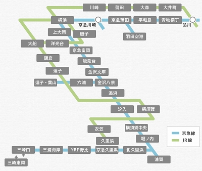 京急バス路線の基点鉄道駅図