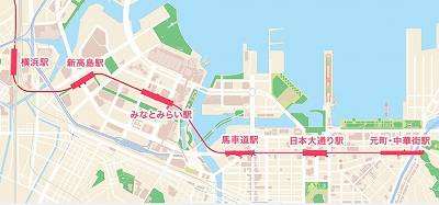 みなとみらい線一日乗車券利用路線図