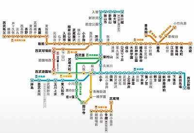 西武鉄道1日乗車券　利用路線図