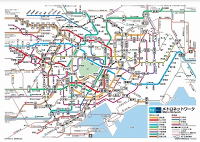 都営地下鉄・東京メトロ共通一日券利用路線図