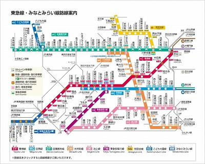 東急線ワンデーパス利用路線図